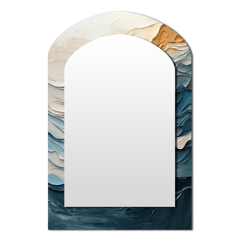 Miroir mural blanc et bleu Wave I - blanc, 43 po x 33 po