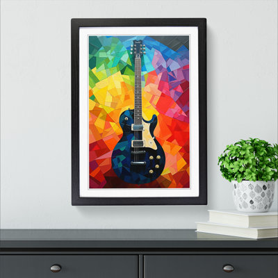Guitar Colour Field - Single Picture Frame Print on Wood