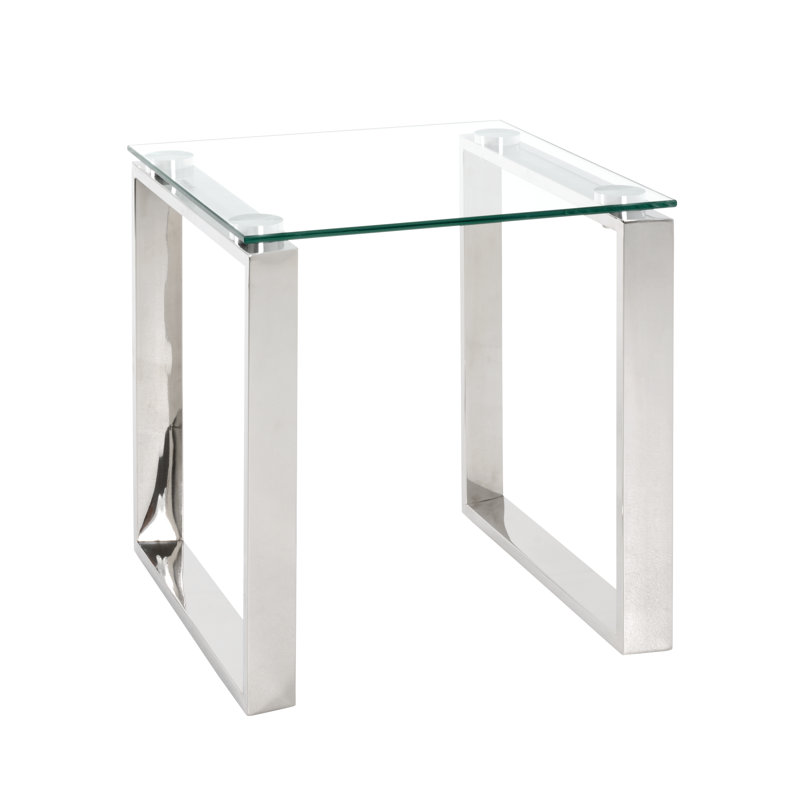Duprey Glass Top Sled End Table
