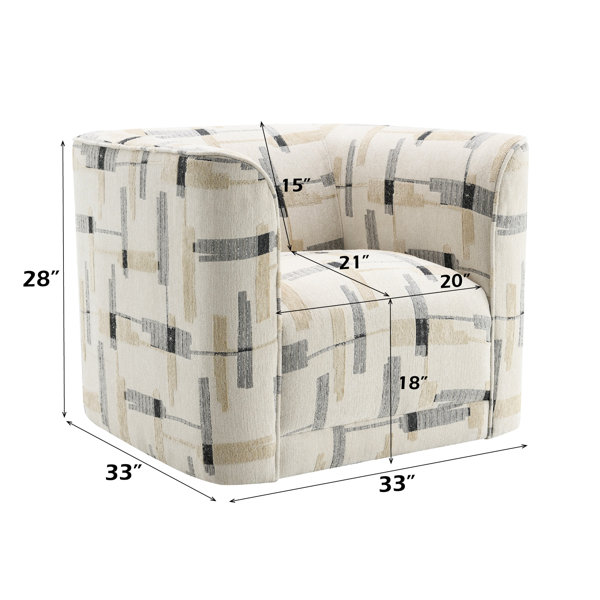 ImpressionistIncline Beige Swivel Chair - Foam Filled Seat And Wooden ...