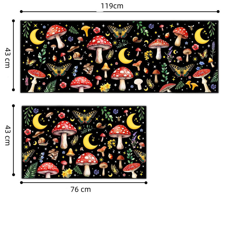 Floral Polyester Non-Skid Kitchen Mat