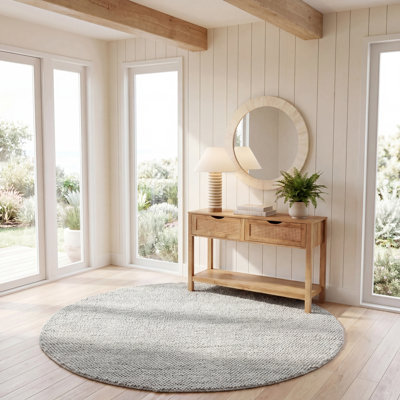 Almus Handmade Tufted Wool Silver Area Rug