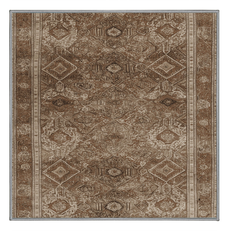 Tapis persan gris lavable à la machine, Carré 7 pi