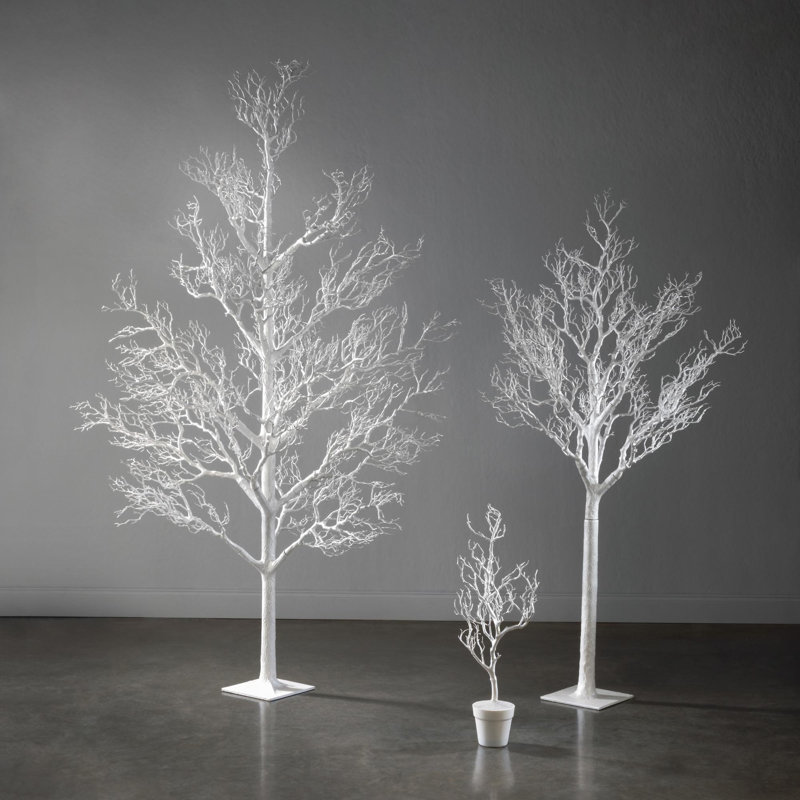 11'' Artificial Tree in Pot, White, Cream