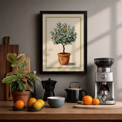 Potted Olive Tree Botanical - Framed Print