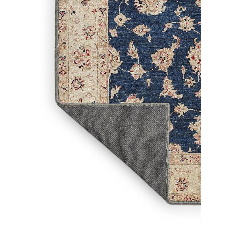 Beige croisé oriental/Tapis décoratif bleu, Rectangle 8 pi x 12 pi