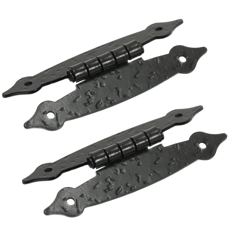 Colonial Black Hammered Metal Cabinet Hinges with Screws