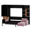 Lit escamotable peu encombrant avec canapé encastré, tablettes de rangement, armoires et éclairage intégré-904272111