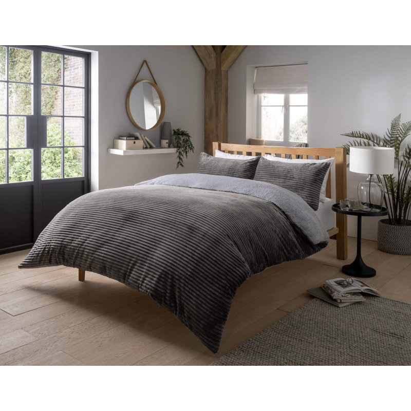 Polyester No Pattern Duvet Cover Set with Pillowcases, Kingsize Duvet Cover Set + 2 Pillowcases, Grey