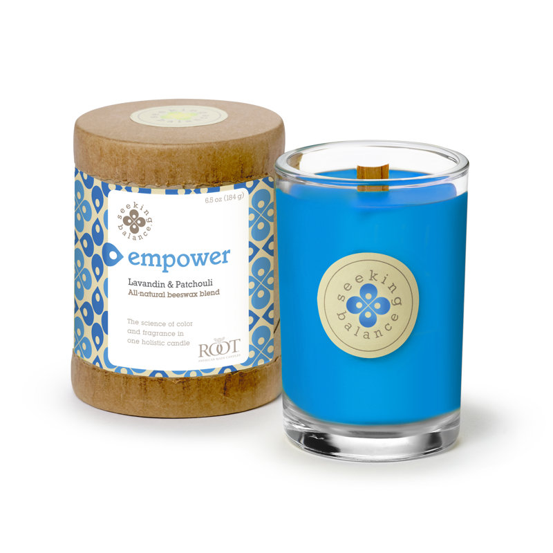 Empower Blue Glass Jar Scented Beeswax Soy Candle