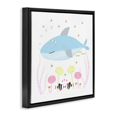 Baby Shark & Flowers Floating Frame, design by Carla Daly