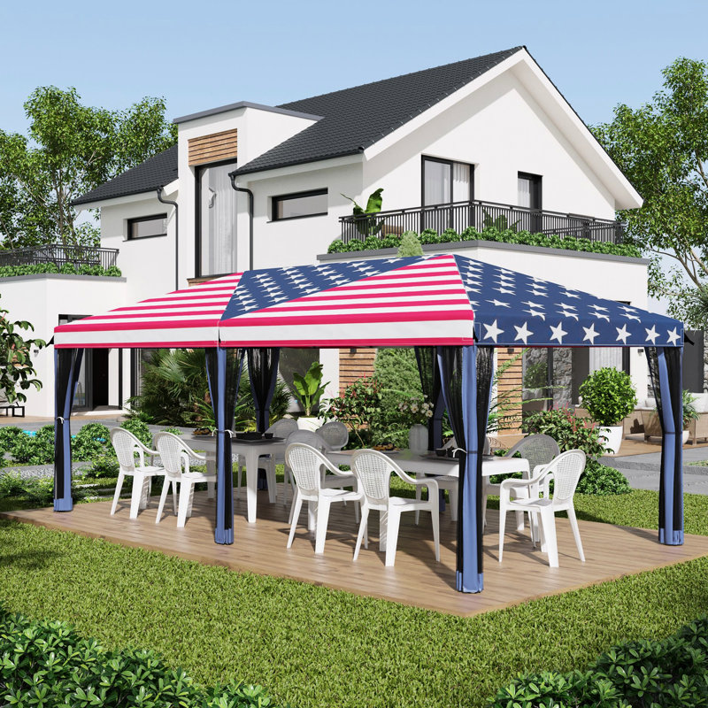 Auvent escamotable 10 'x 20' avec filet - idéal pour les activités en plein air