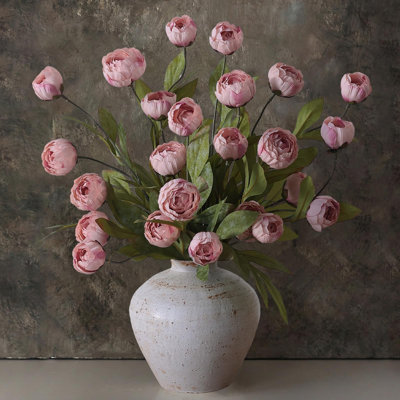 Paquet de 6 tiges de pivoines artificielles en soie de 68,5 cm (rose poudré) pour vase