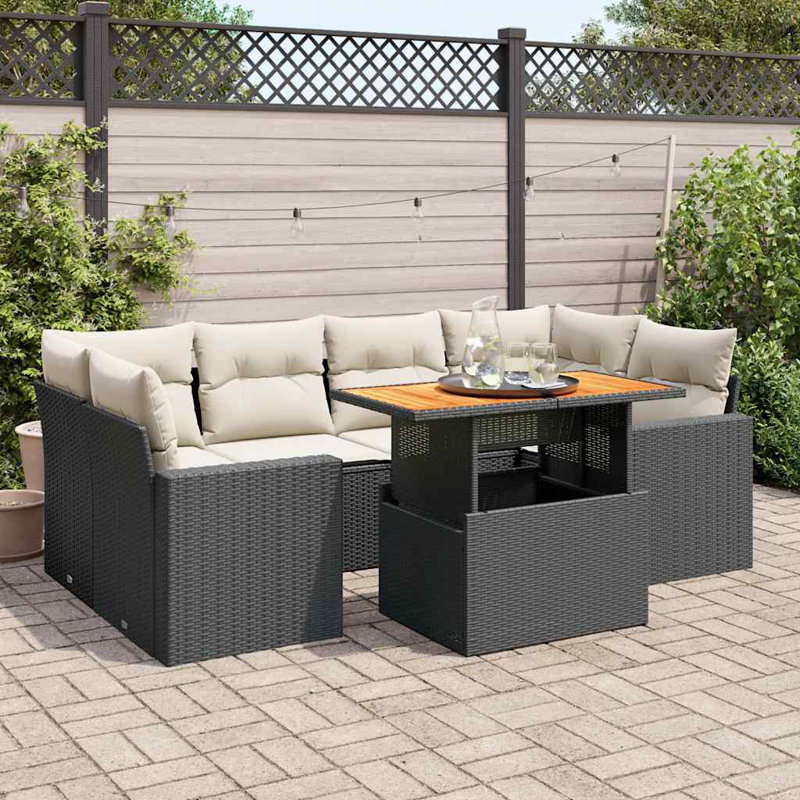 Vidaxl Garden Sofa Set Black, Cream White