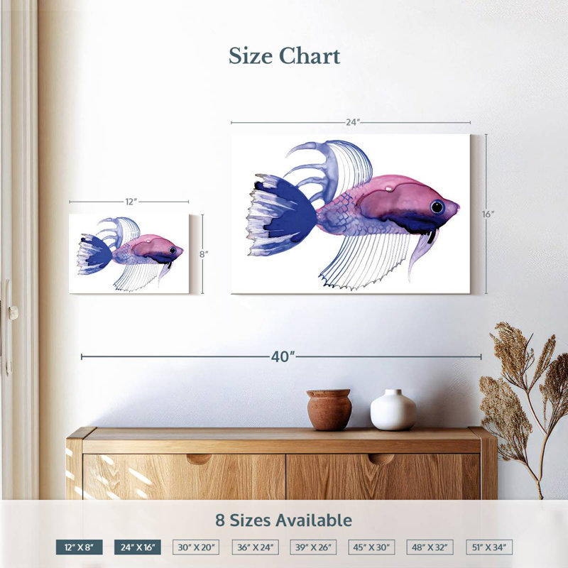 Mini poisson mauve, H 16 po x l 24 po