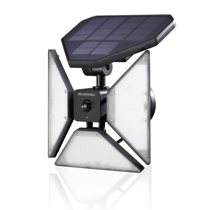 Black Solar Powered Motion Sensor LED Flood Light Trio