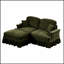 Élégant canapé Mid-Century modulaire à deux places en forme de L avec accoudoirs évasés et jupes plissées à volants, canapé-lit en chenille confortable avec repose-pieds mobile-1270680691