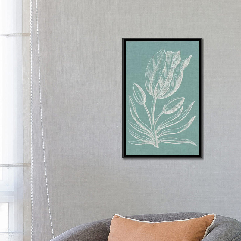 «Graceful Floral I» par Vision Studio - impression sur toile tendue, H 26 po x l 18 po x P 1,5 po, Toile avec cadre noir