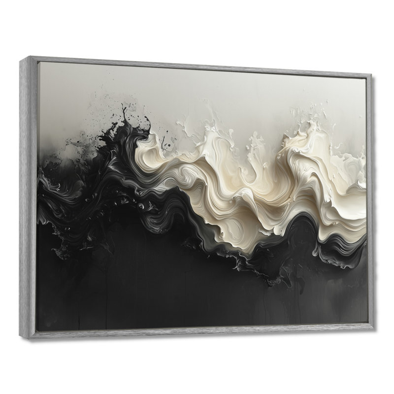 «Dawley», noir et blanc, Uniant Horizons, H 30 po x l 40 po, Impression encadrée flottante sans passe-partout, Argent argent