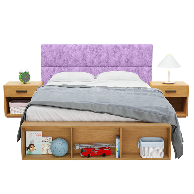 Tête de lit rembourrée rembourrée - Panneaux muraux, Double / Grand, Mauve