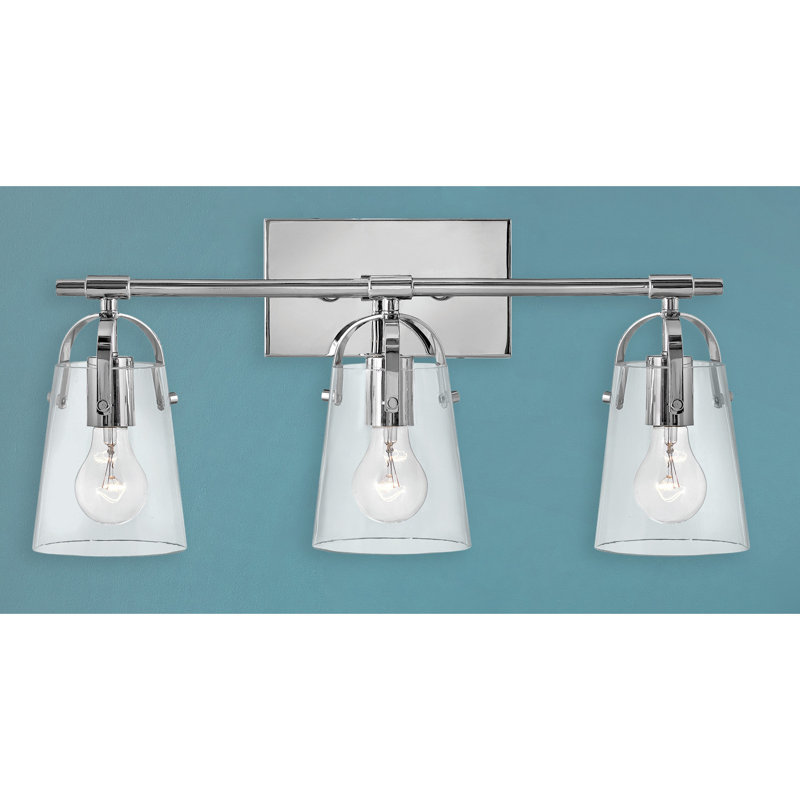 Meuble-lavabo à trois lumières Foster avec abat-jour en verre transparent