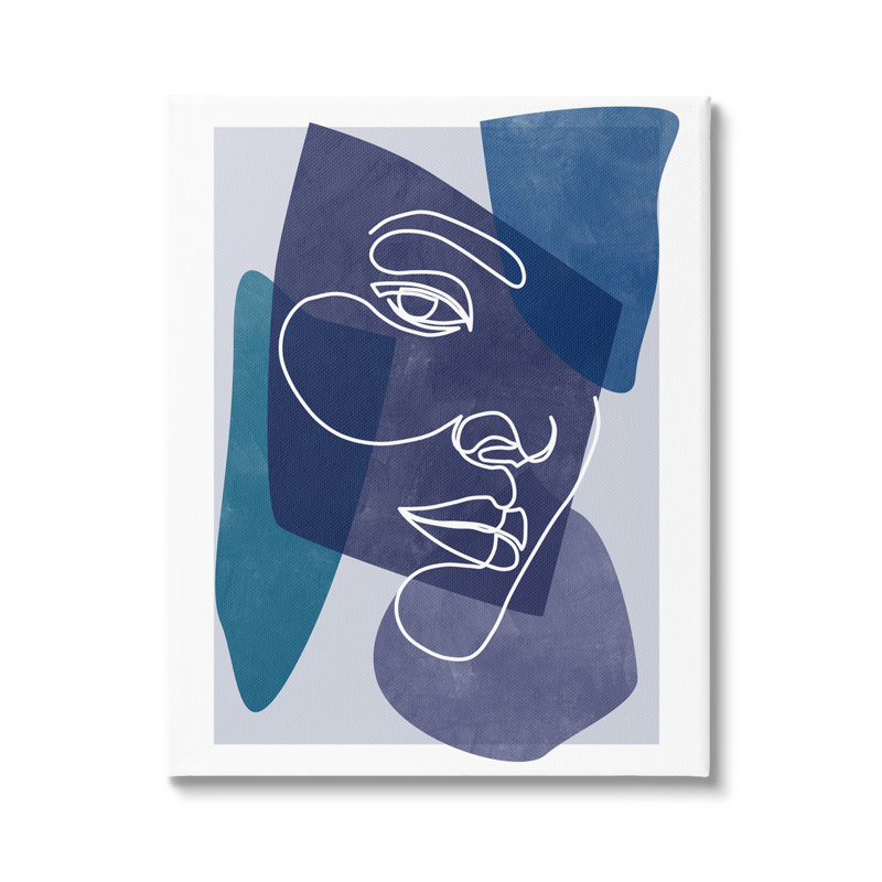 Doodle «Bold Blue» par Birch & Ink, L 16 po x H 20 po, Toile tendue