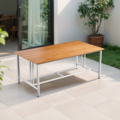 Coan Archlebov Powder-Coated Steel Frame Yellow Rectangular Outdoor Patio Coffee Table by Latitude Run