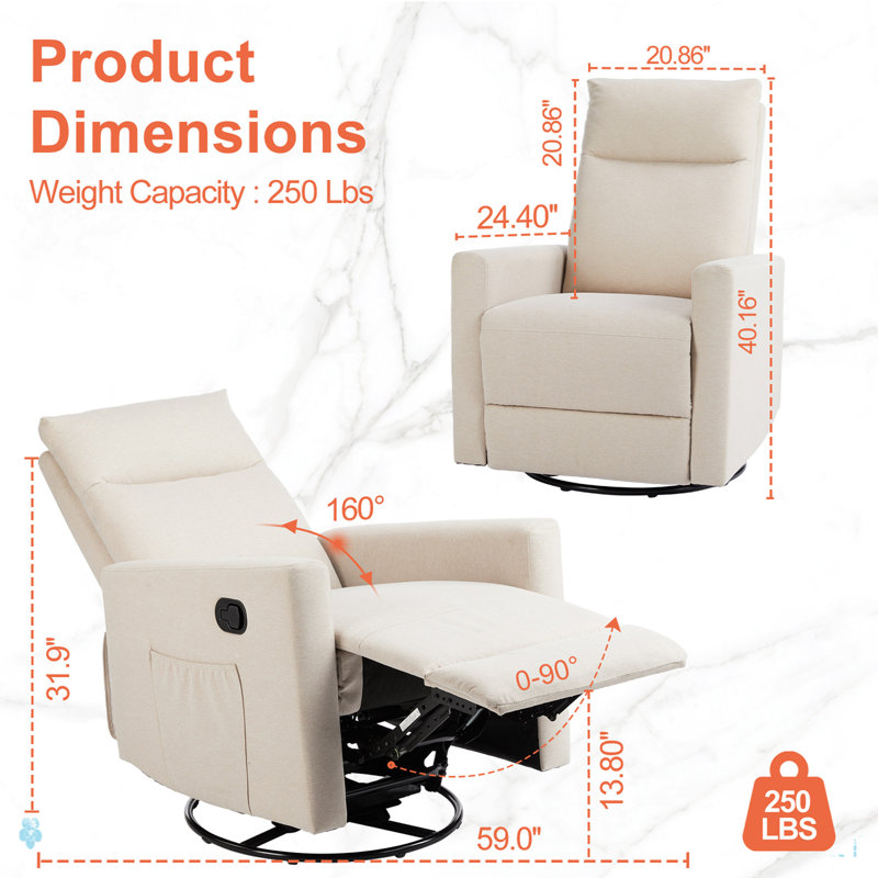 Canapé simple manuel inclinable Winback, Beige