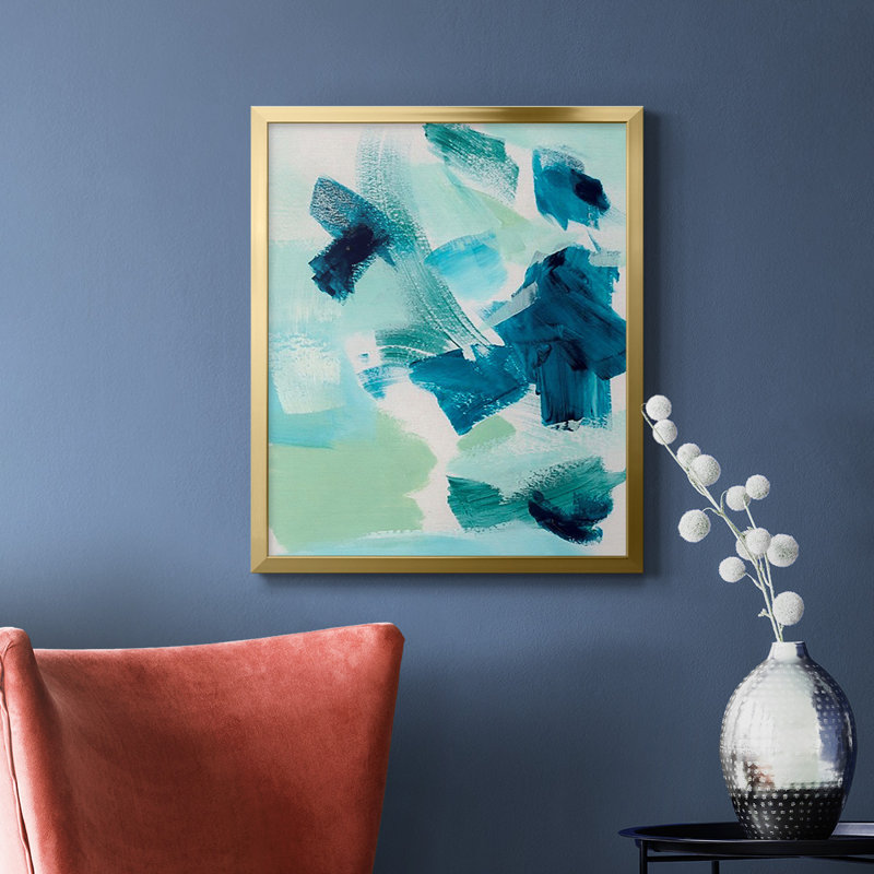 Toile de qualité supérieure sarcelle Composition II - prête à être accrochée, H 20 po x l 16 po, Or