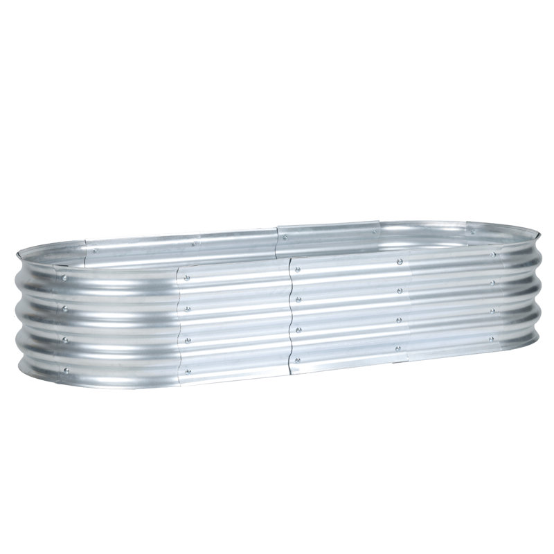 Galvanized Raised Garden Bed Silver, 11.81" H x 59" W x 23.62" D