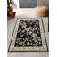Tapis noir et beige multicolore à motif floral rose-373512704