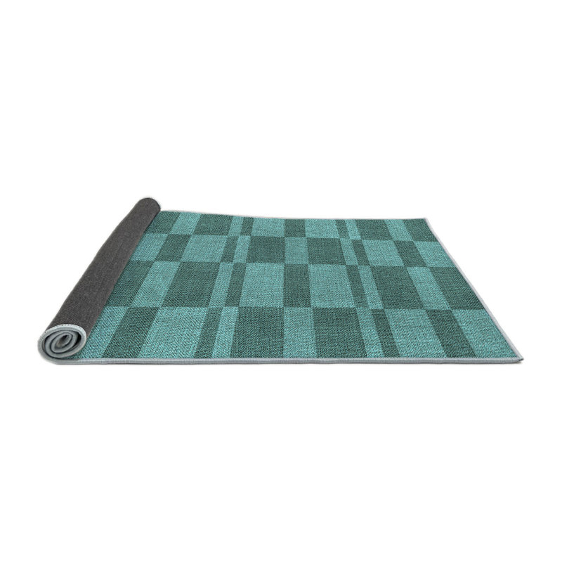 Tapis bleu-aire en laine géométrique Hannah, Rond 5 pi