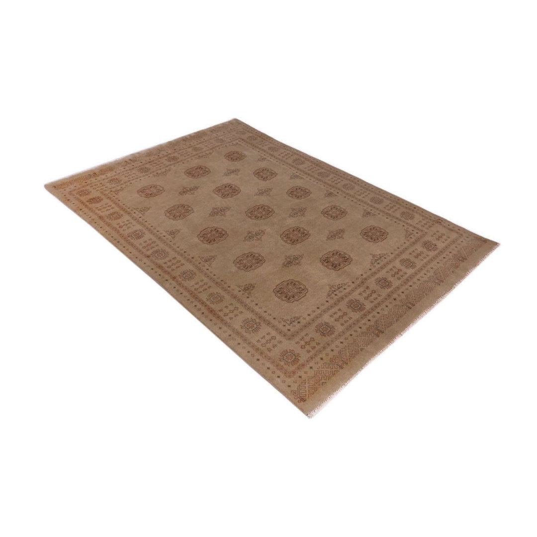 Handgefertigter Teppich Kanaga aus Wolle in Beige