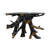 Rocton Black Teak Wood Live Edge Tree Stump Console Table with Clear Glass Top 49" x 16" x 32"