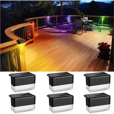 Black Solar Powered Integrated LED Deck Light Pack