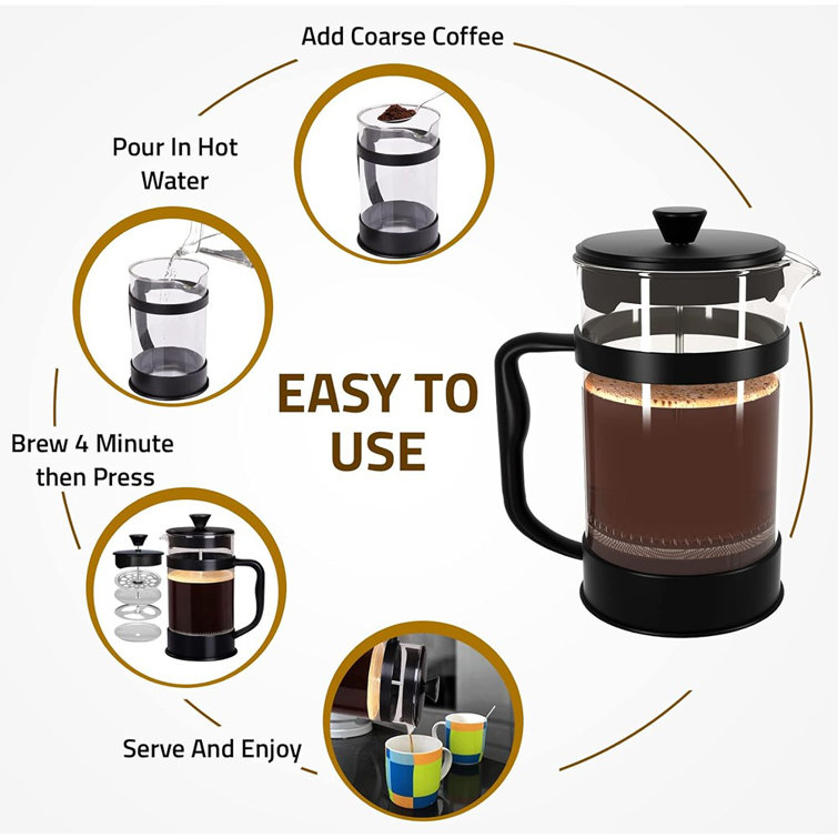 French Press Coffee Maker(34 Oz),heat Resistant Borosilicate Glass