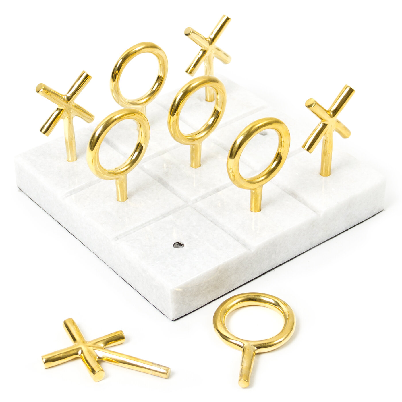 CosmoLiving by Cosmopolitan Gold Acrylic Tic Tac Toe Game Set with