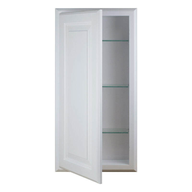Solid Wood Bathroom Cabinet, White Enamel, 15.5" W x 49.5" H x 4.25" D