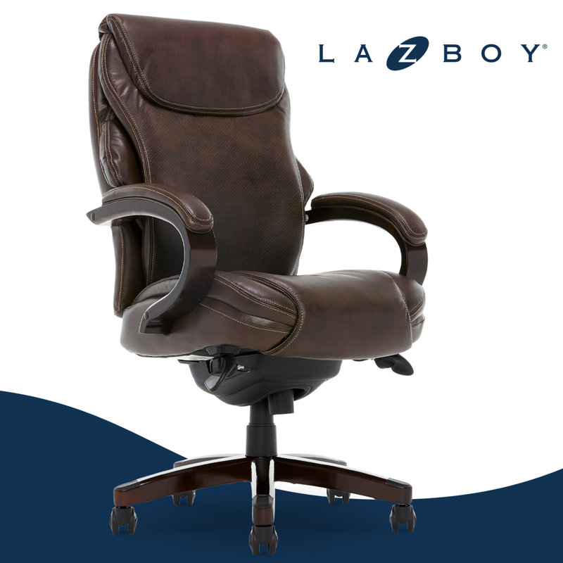 La-Z-Boy Hyland Executive Office Chair with AIR Lumbar Technology, Adjustable High Back Ergonomic Desk Chair with Lumbar Support, Bonded Leather