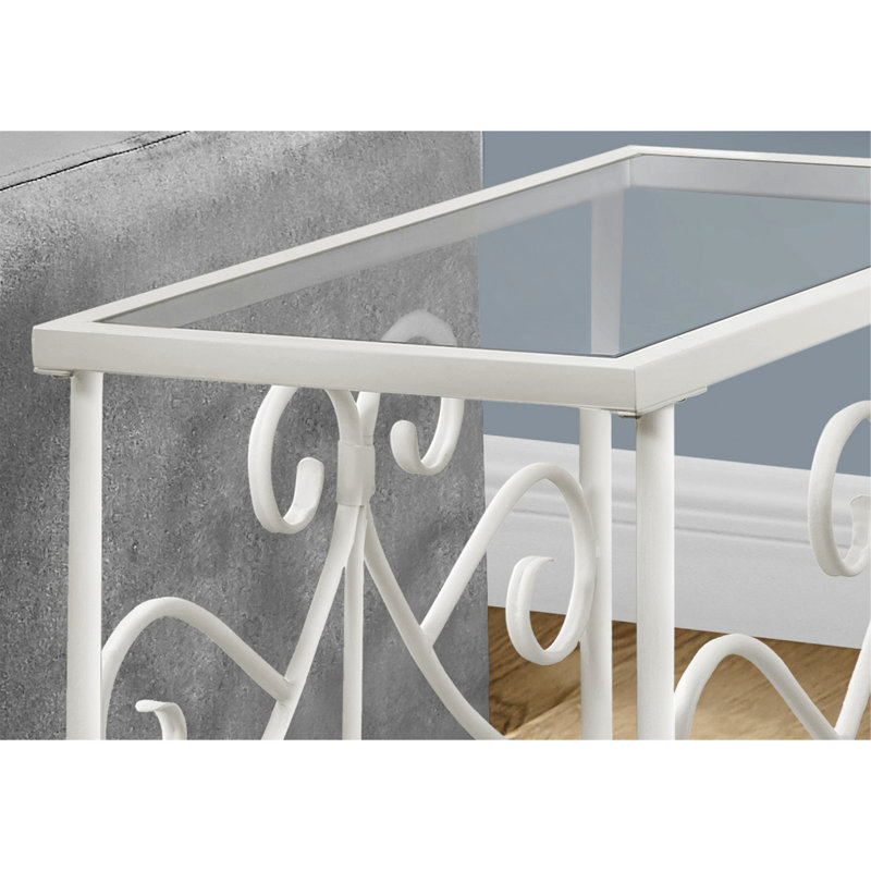 Daril Accent Table Side, End, Nightstand, Lamp, Living Room, Bedroom, Metal, Tempered Glass, White
