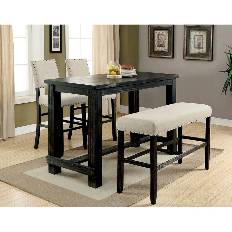 Gariner Upholstered Counter Stool, Bar Stool (30.25” Seat Height), Antique Black