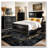 8'X10' Washable Non-Slip Area Rug - Modern Abstract Print (Dark Black Gold) For Living Room Bedroom-1268745869