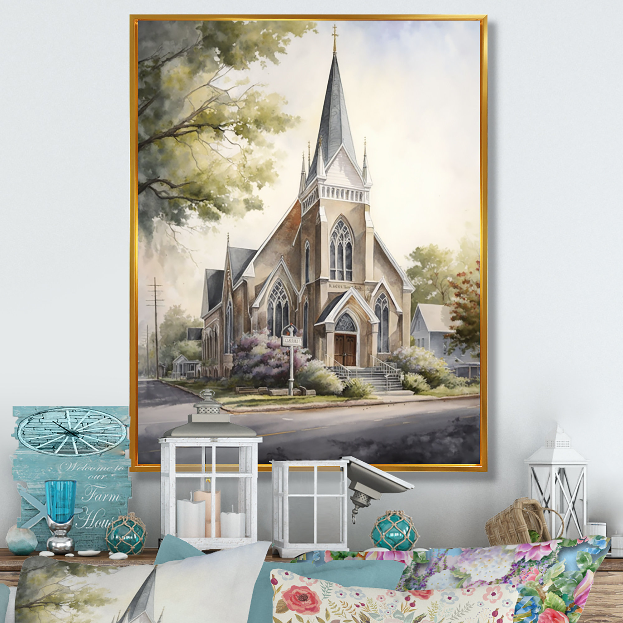 Red Barrel Studio® Curch in a Small Town I - Floater Frame Print on ...