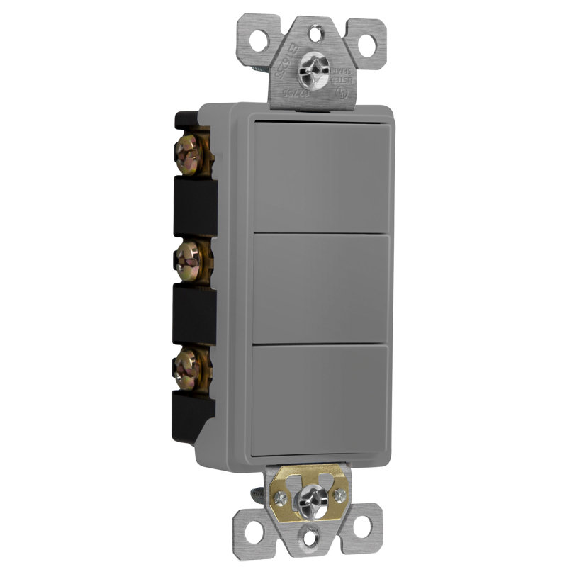 Enerlites Triple Rocker Switches - Gray, Gray