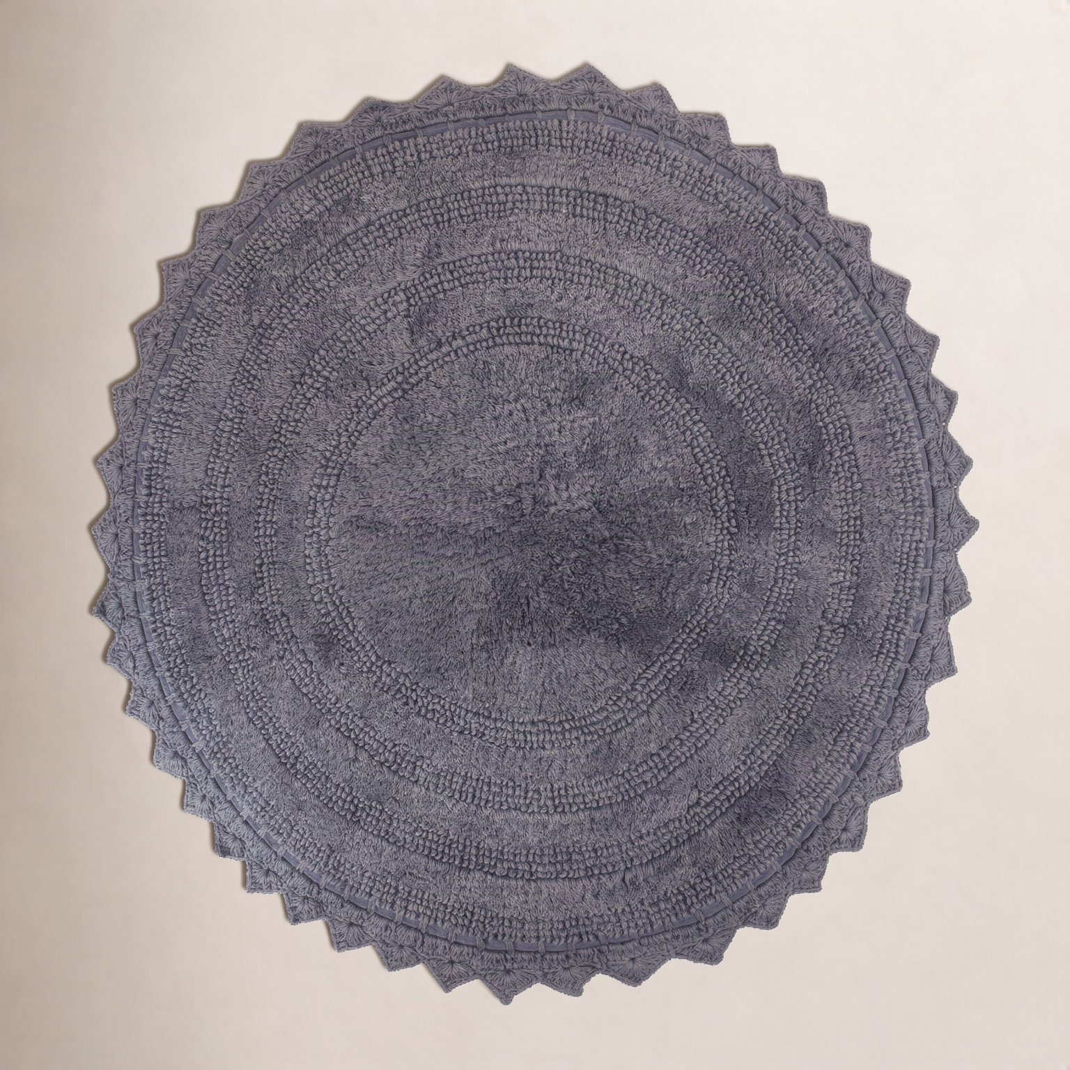 Lisk Circle Cotton Bath Rug, Gray
