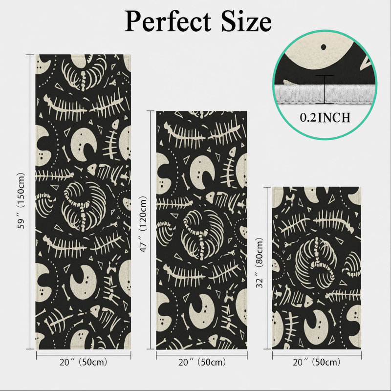 Fish Bones Non-Slip Washable Kitchen Mats