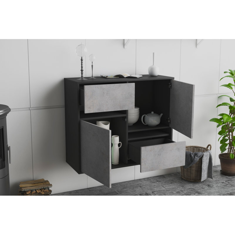 Schulman 92cm Sideboard, Anthracite/Concrete