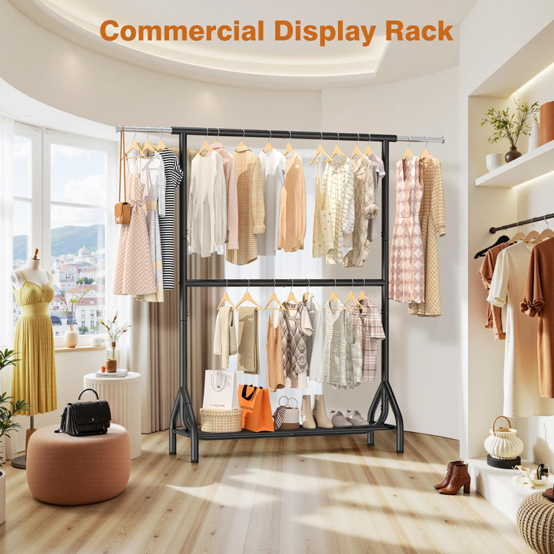 165cm Adjustable Clothing Rack, Black