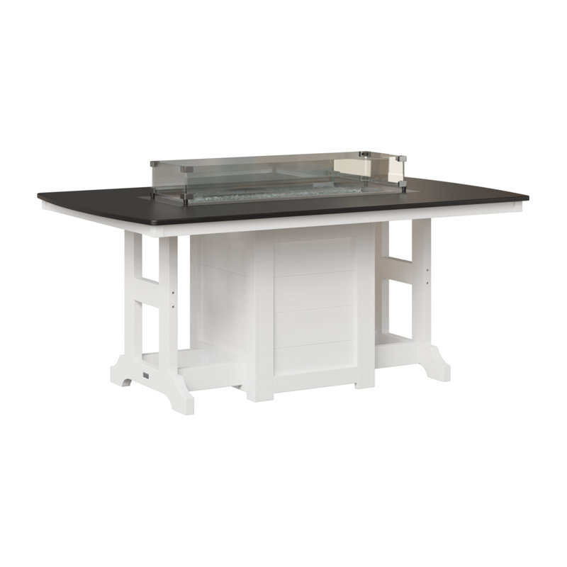 Berlin Gardens Garden Classic 72″ Fire Pit Counter Height Dining Table, Hammered Top Black with White Base