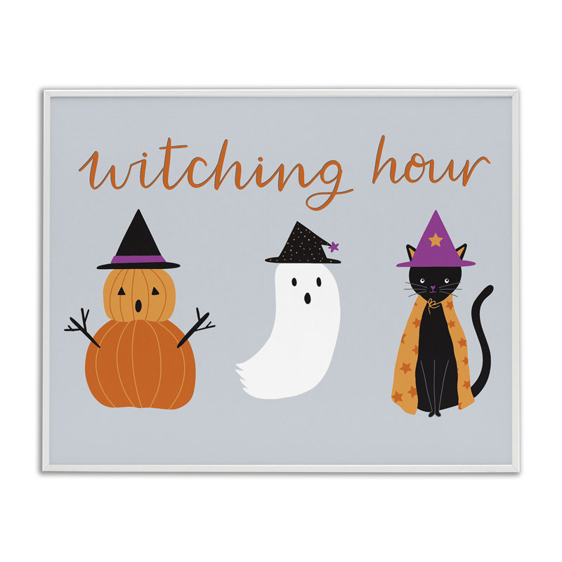 Adorable giclée d'Halloween, image de Sazerelli Designs, H 11 po x l 14 po, Estampe numérique encadrée blanc bord de mer
